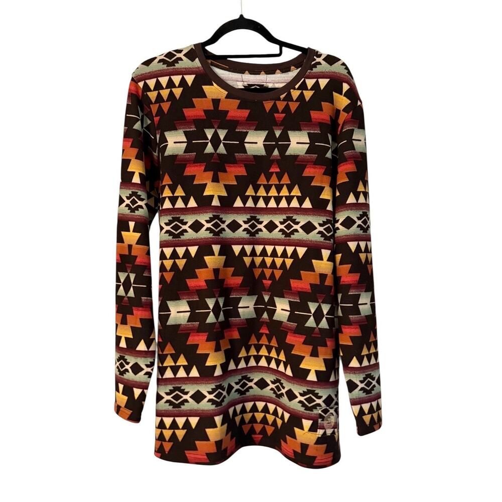 Double D Ranch 1X Stockmans Serape Southwestern Aztec Blanket Knit Top Western